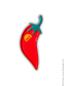 Preview: Rote Chili Löffelablage aus Keramik für Kochlöffel auf weißem Hintergrund.