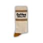 Preview: Weiße Pegada Sportsocken mit schwarzem Coffee-Schriftzug und Kaffeebohnen-Motiv.
