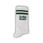 Preview: Weiße Pegada Lucky Socks mit grünem Kleeblatt-Motiv und schwarzem Schriftzug.