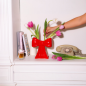 Preview: keramik vase rot in dekorativem schleifen design