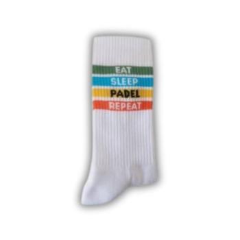 Eat Sleep Padel Repeat Sportsocken weiß mit Print für Padel Tennis und Gym