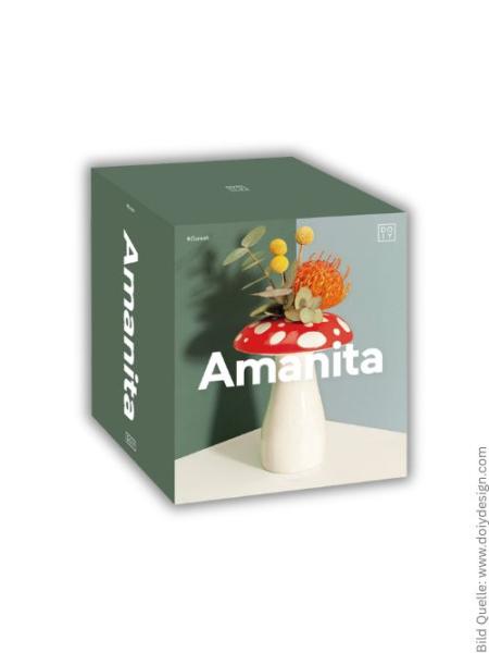 Große Amanita Keramikvase 19cm in der Verpackung.